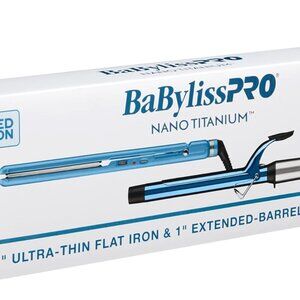 BaBylissPRO® Nano Titanium™ 1" Ultra Thin Flat Iron & 1" Extended Barrel Curling